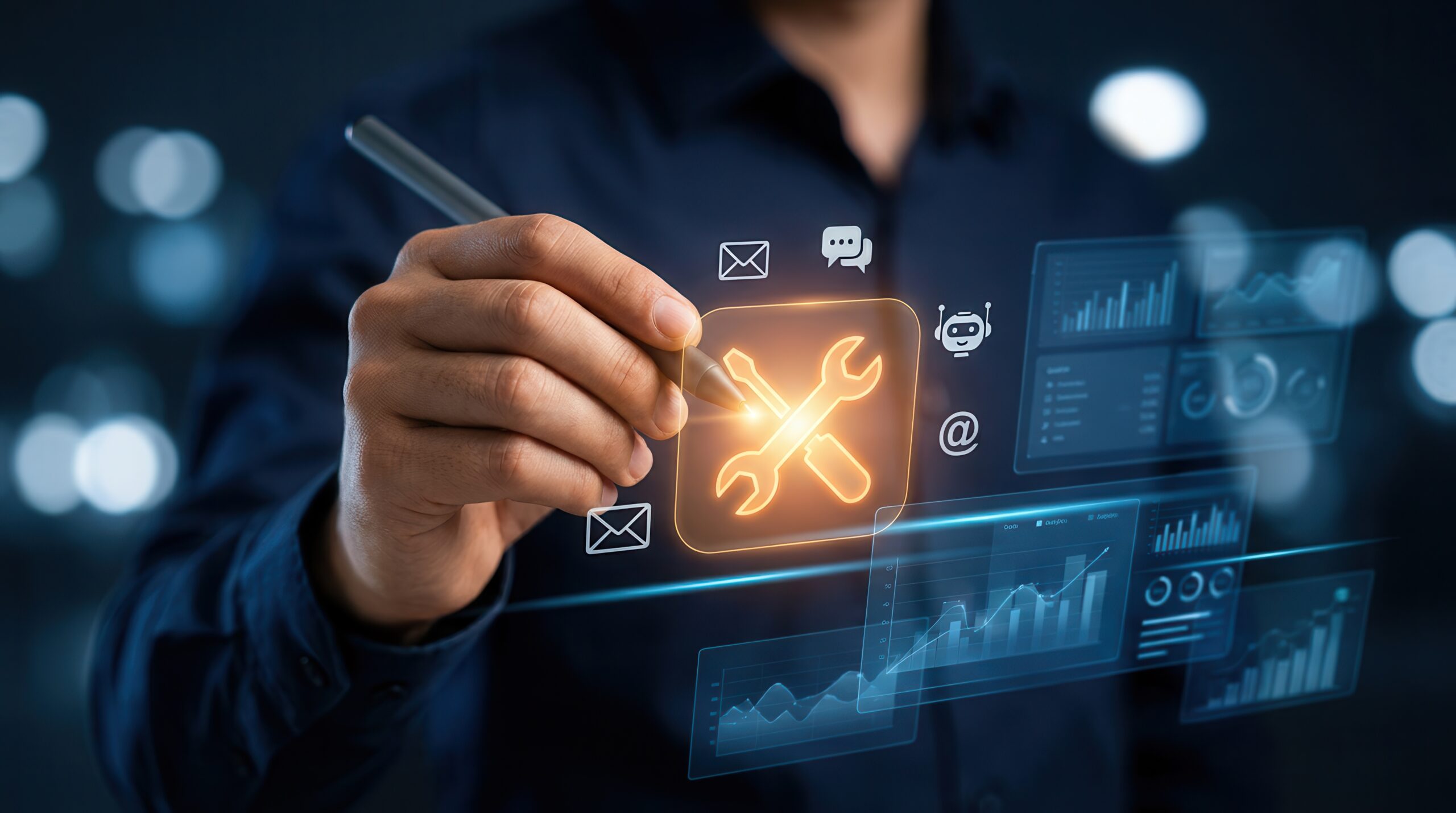 Effizienter IT Support mit digitalem Icon, dass für Wartung steht